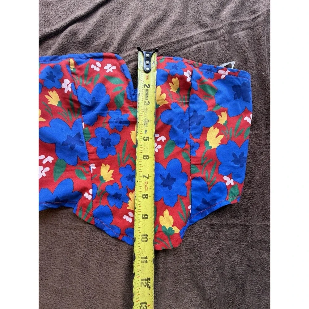 Floral Corset Top Red Blue Yellow Green Smocked 100% Polyester Women